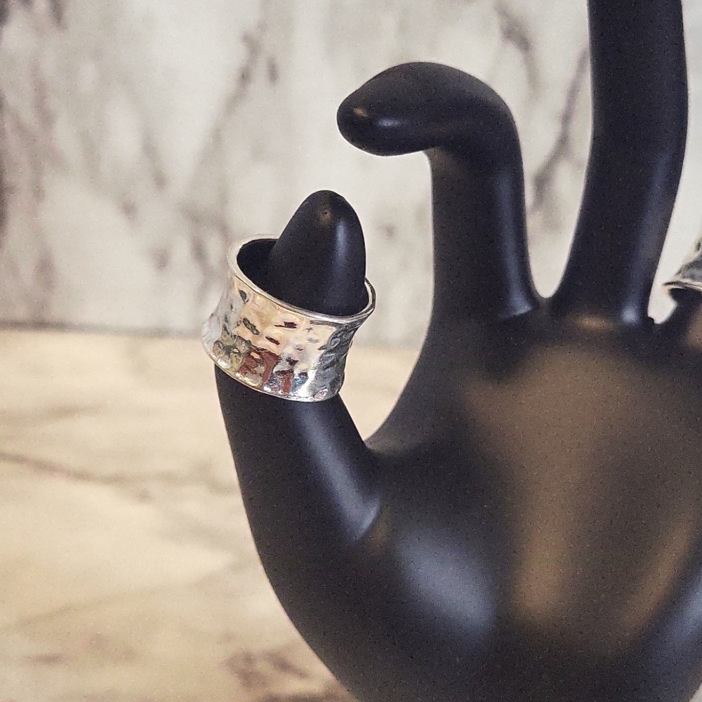 Fashion Shaped Alloy Hand Hammered Chunky Rings for Women Size 7 - Picture 3 of 15